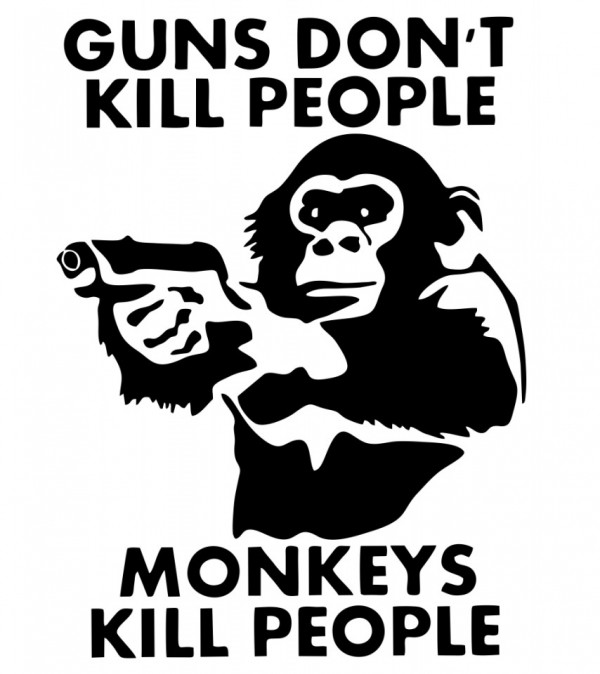 Autocolante  - Guns dont kill peopple monkey kill people