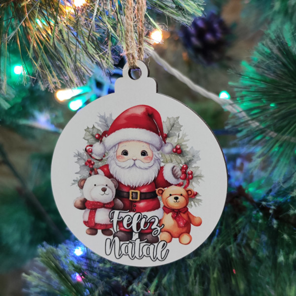 Bola Colorida para árvore de Natal - Pai Natal + Ursos