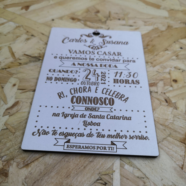 Convite de Casamento em MDF