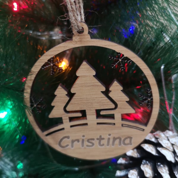 Ornamento / "bola" para árvore de Natal - Pinheirinho - Nome Personalizado