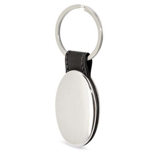 Porta-chaves Metálico Oval com fita Preta