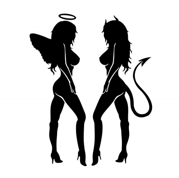 Autocolante com Anjo e diabo mulher