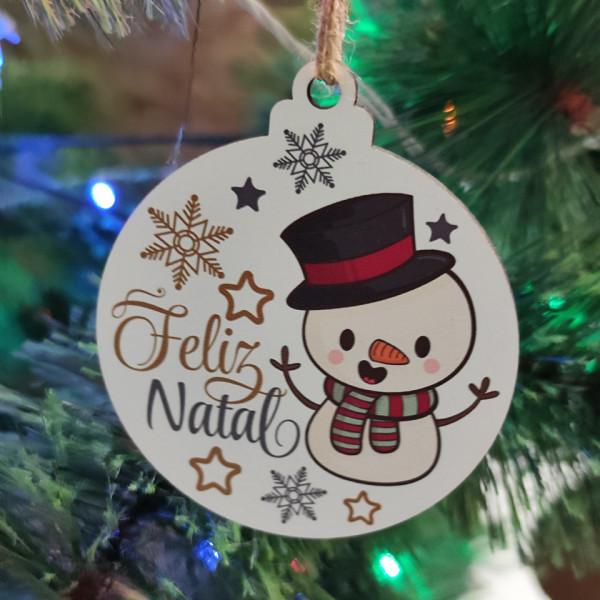 Bola Colorida para árvore de Natal - Pinguim Feliz Natal