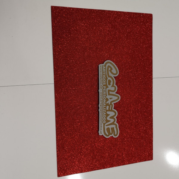 Folha de EVA com glitter - 60x40cm - Vermelho