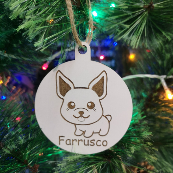 Ornamento para árvore de Natal com nome - Cão