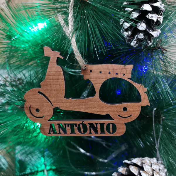 Ornamento para árvore de Natal - Vespa - Nome Personalizado