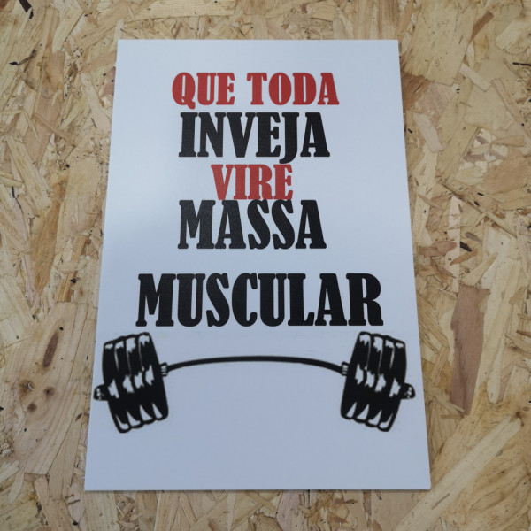 Placa Decorativa em PVC - Que toda inveja vire massa muscular