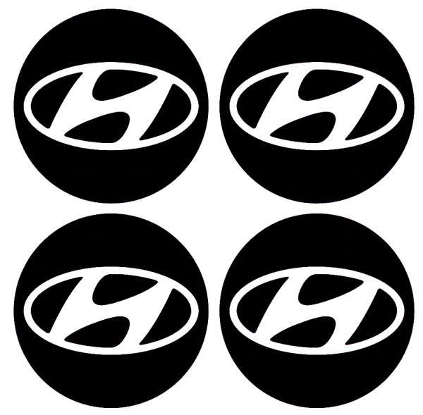 4 Autocolantes Para Centros de Jantes para Hyundai