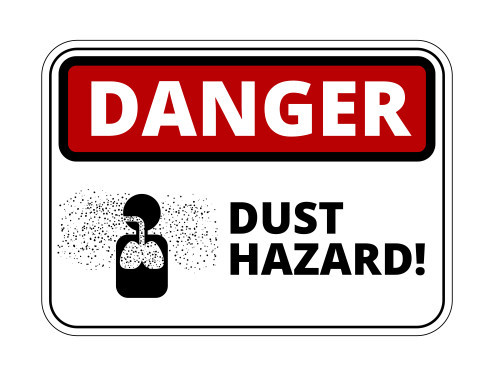 Autocolante Impresso - Danger - DUST HAZARD