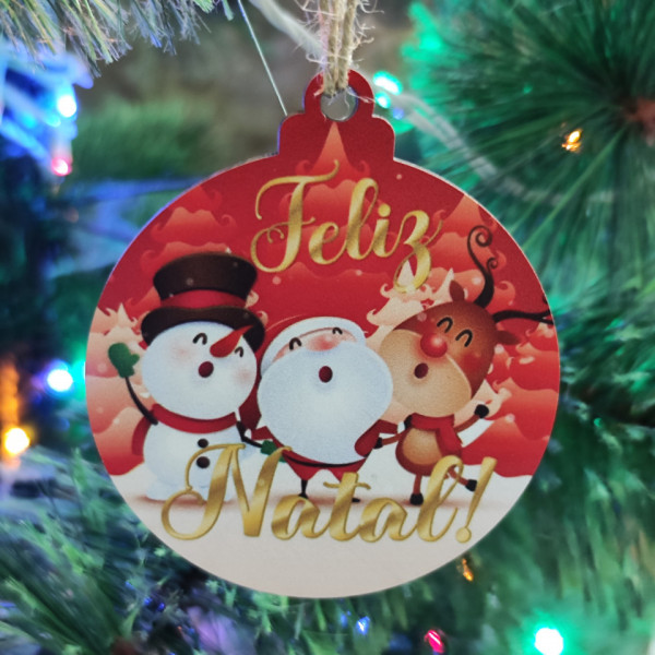 Bola Colorida para árvore de Natal - Pai Natal, Rena e Boneco de Neve