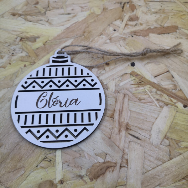 "Bola" em MDF para árvore de Natal personalizada com nome