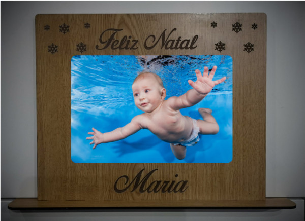 Moldura em MDF - Feliz Natal - Com foto impressa na madeira