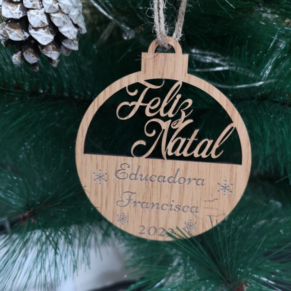 Ornamento / "bola" para árvore de Natal com frase - Azevinho