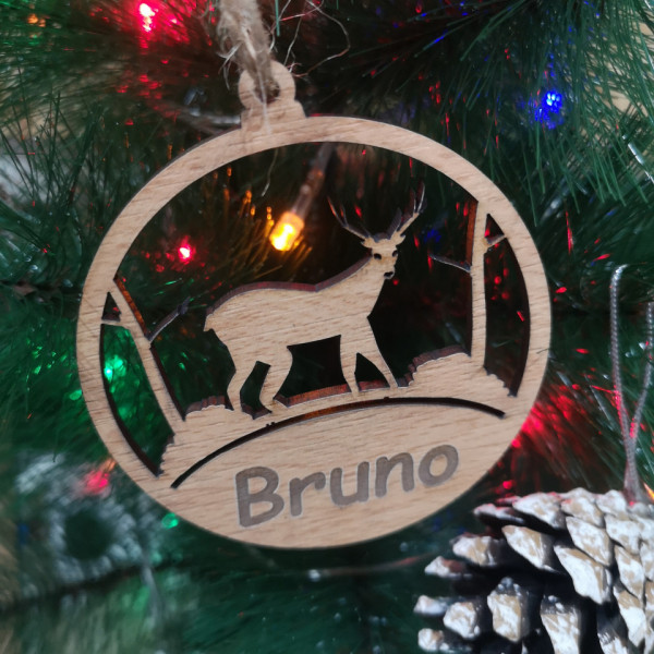 Ornamento / "bola" para árvore de Natal - Rena - Nome Personalizado