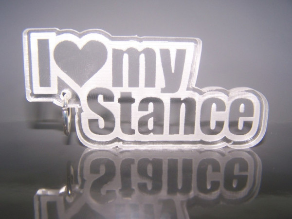 Porta Chaves de Acrílico com gravação "I Love my Stance"