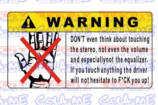 Autocolante Impresso - Warning Não tocar