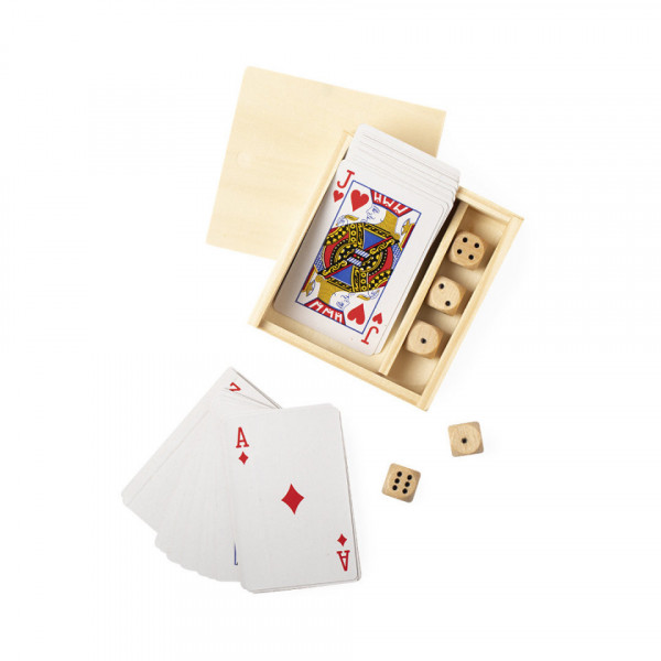 Baralho de Cartas + Dados - Madeira