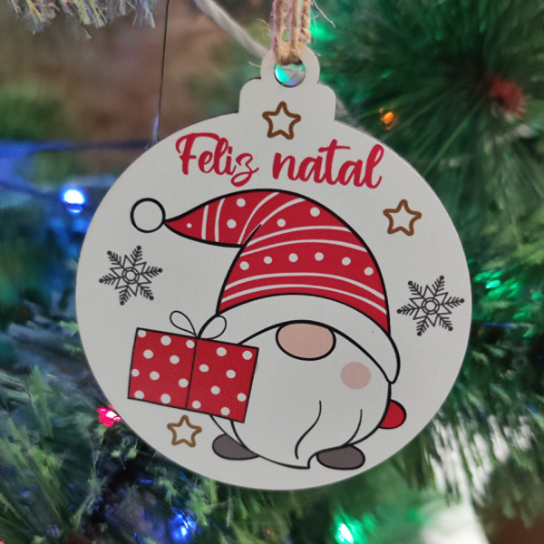 Bola Colorida para árvore de Natal - Pai Natal e Presente