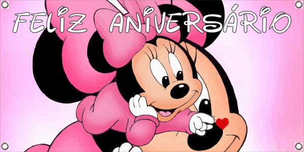 Lona de Aniversário - Feliz Aniversário - Minnie
