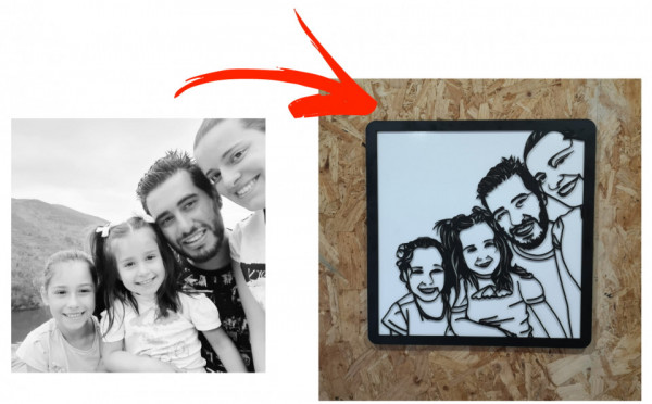 Moldura 3D em MDF com foto convertida em linhas