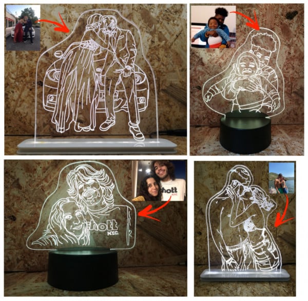 Moldura / Candeeiro com luz de presença Com Foto Convertida Para Linhas