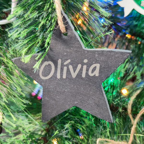 Ornamento / Estrela em Ardósia - Nome Personalizado
