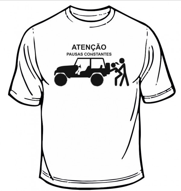 T-shirt com Atenção, pausas constantes