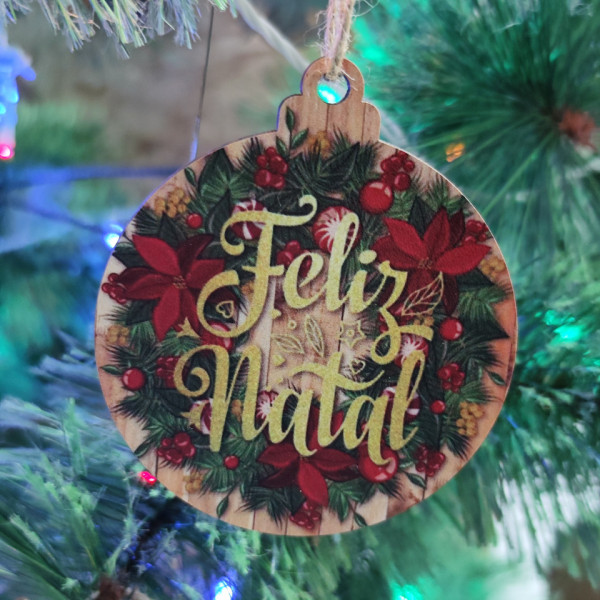 Bola Colorida para árvore de Natal - Feliz Natal