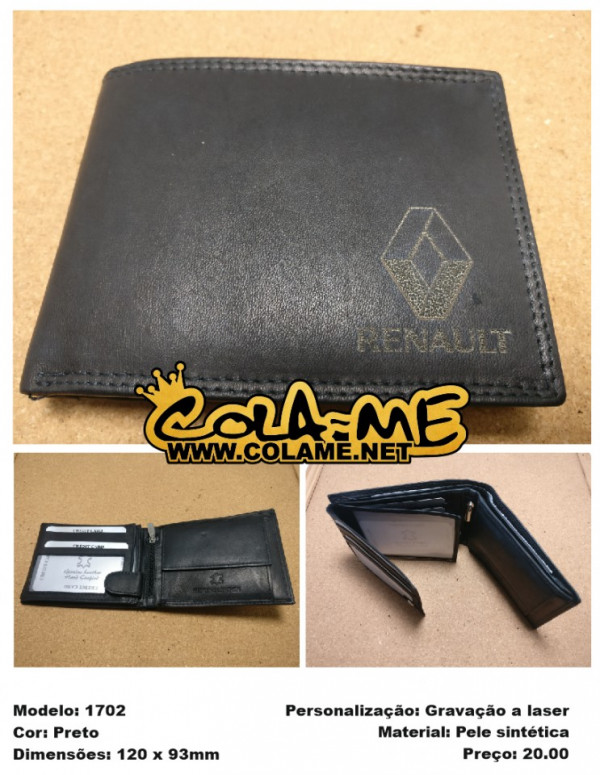 Carteira com logótipo gravado a laser - Modelo 1702