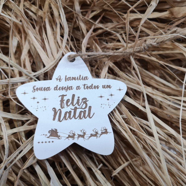 Estrela para árvore de Natal em MDF - A Família *** deseja a todos um Feliz Natal