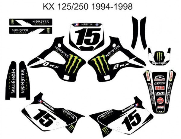 Kit Autocolantes Para Kawasaki KX 125 / 250 94-98