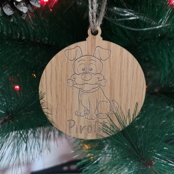 Ornamento / "bola" para árvore de Natal - Cão - Nome