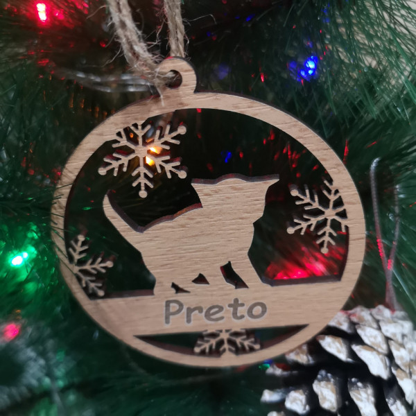Ornamento / "bola" para árvore de Natal - Gato - Nome Personalizado