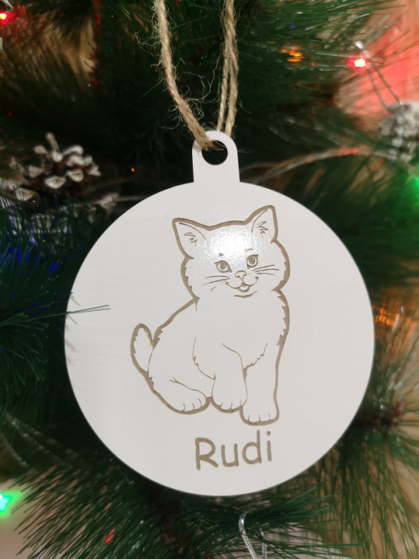 Ornamento para árvore de Natal com nome - Gato