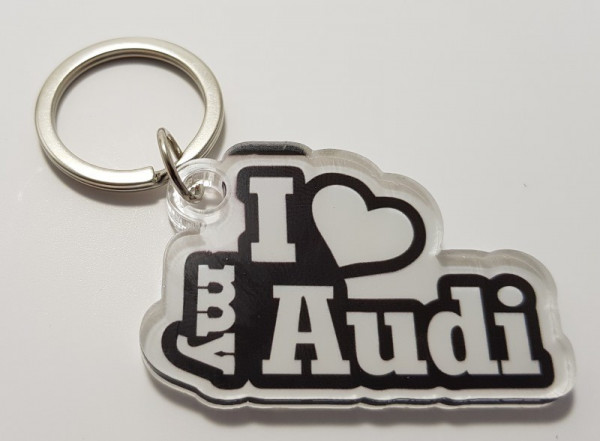 Porta chaves em acrílico com I Love My Audi