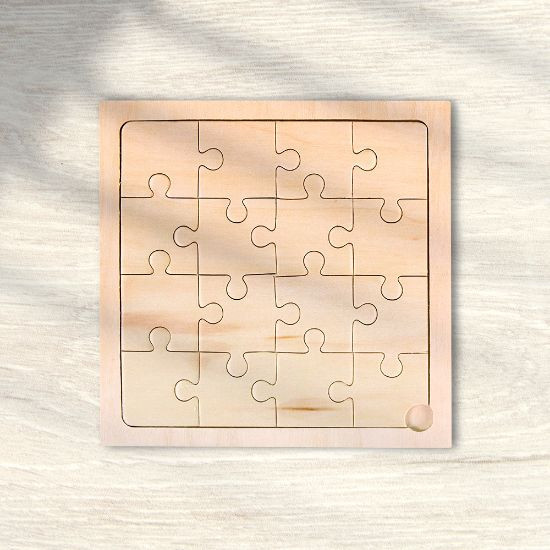 Puzzle em Madeira A5 Branco com 12 Peças