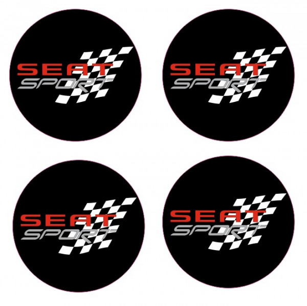 4 Autocolantes Para Centros de Jantes com Seat Sport