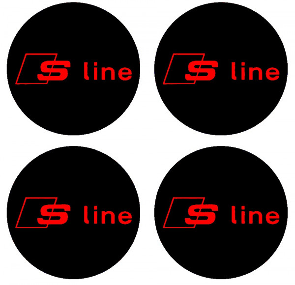 4 Autocolantes Para Centros de Jantes para Audi S-Line