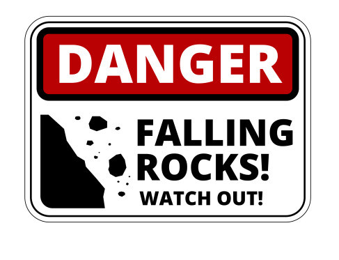 Autocolante Impresso - Danger - FALLING ROCKS - WATCH OUT