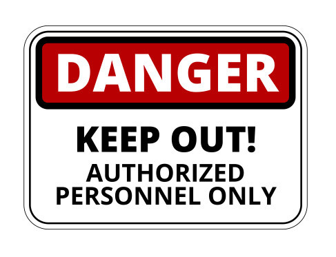 Autocolante Impresso - Danger - Keep Out AUTHORIZED PERSONNEL ONLY