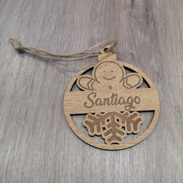 "Bola" em MDF para árvore de Natal personalizada com nome - Boneco