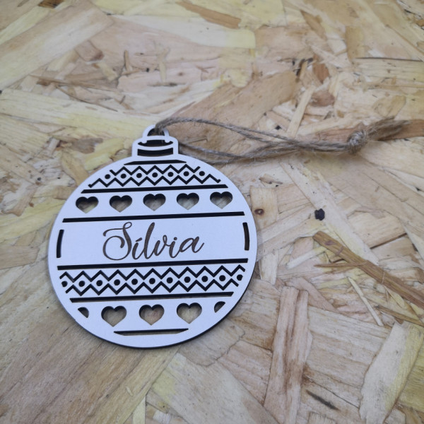 "Bola" em MDF para árvore de Natal personalizada com nome