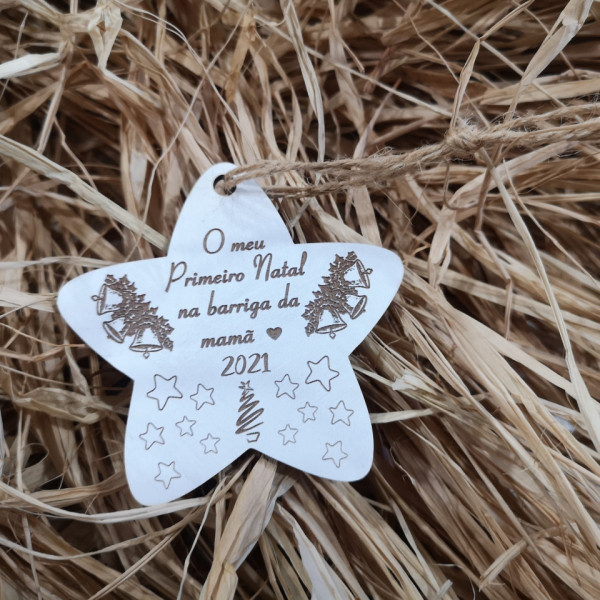 Estrela para árvore de Natal com Frase - MDF