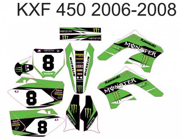Kit Autocolantes Para Kawasaki KXF 450 06-08