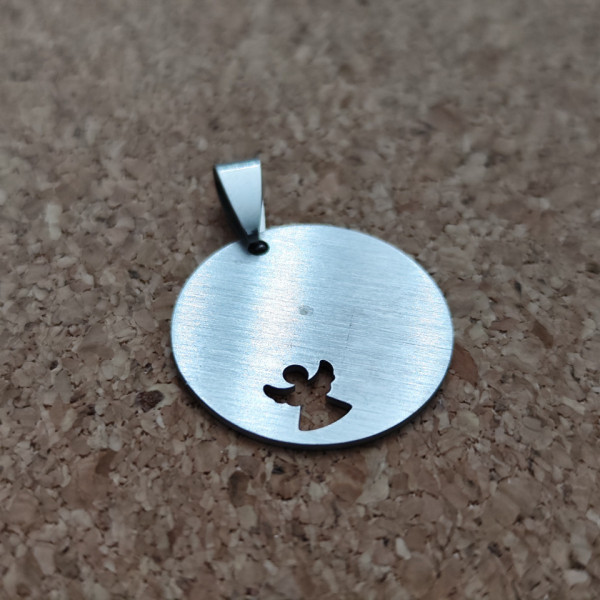 Medalha redonda com anjo - 24mm