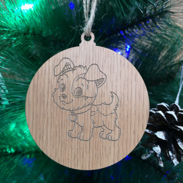 Ornamento / "bola" para árvore de Natal - Cão - Nome