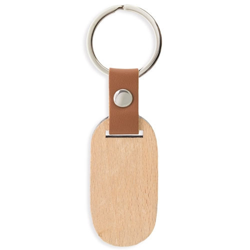 Porta-chaves em madeira + pele sintética - Cantos redondos