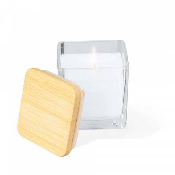 Vela aromática com tampa em bambu - Quadrado