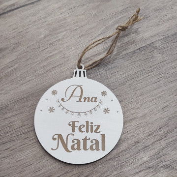 Ornamento / "bola" para árvore de Natal com frase / Nome - Img 1