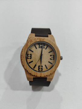Relógio de Pulso em Madeira - 32mm - Bracelete Castanho escuro - Img 1